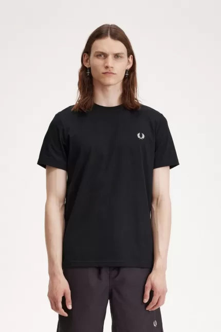 Fred Perry Laurel Wreath Graphic Men’s T-Shirt Black | QBVRC1054