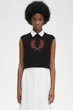 Fred Perry Laurel Wreath Knitted Women’s Tanks Black | LOKNA6231