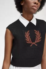 Fred Perry Laurel Wreath Knitted Women’s Tanks Black | LOKNA6231