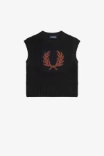 Fred Perry Laurel Wreath Knitted Women’s Tanks Black | LOKNA6231