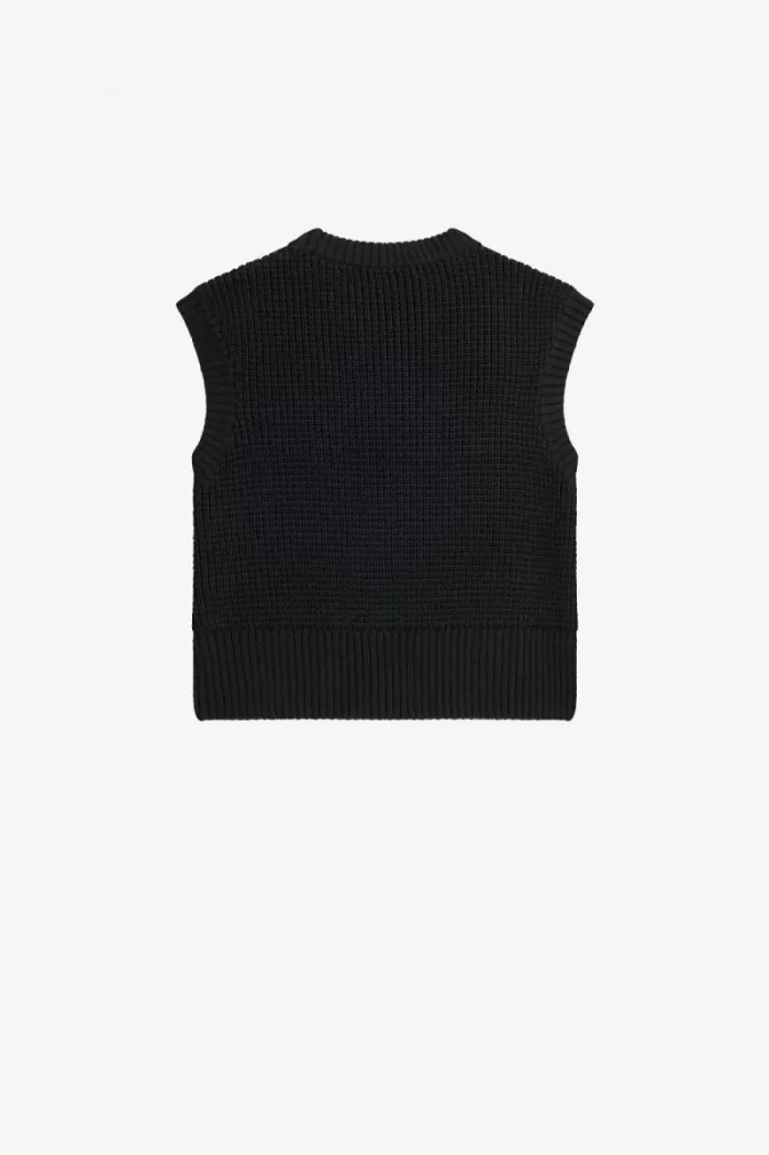 Fred Perry Laurel Wreath Knitted Women’s Tanks Black | LOKNA6231