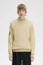 Fred Perry Laurel Wreath Mock Neck Men’s Jumper Oatmeal | ZXARM9786