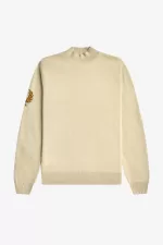 Fred Perry Laurel Wreath Mock Neck Men’s Jumper Oatmeal | ZXARM9786