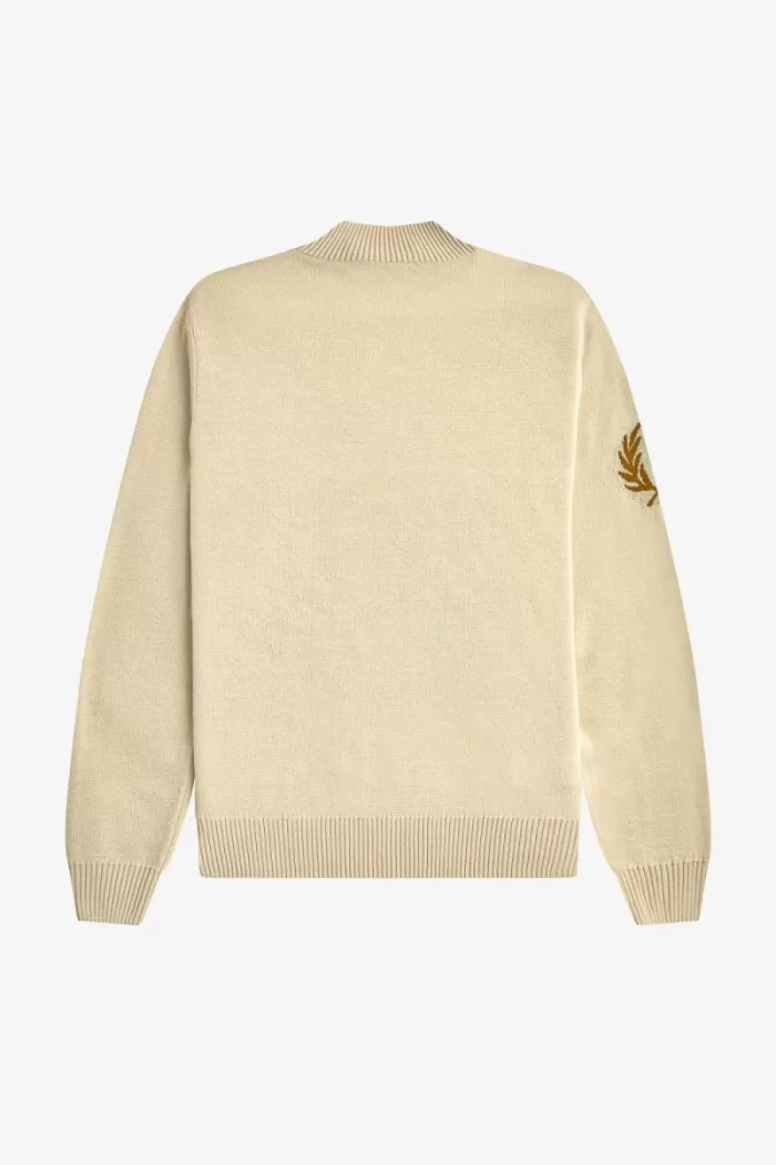 Fred Perry Laurel Wreath Mock Neck Men’s Jumper Oatmeal | ZXARM9786