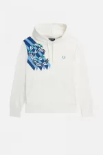 Fred Perry Laurel Wreath Print Hooded Men’s Sweatshirts Snow White | QVOKT3172