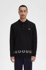 Fred Perry Laurel Wreath Trim Knitted Men’s Shirt Black | YXOZF2481