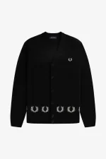 Fred Perry Laurel Wreath Trim Men’s Cardigan Black | XLTAV9643