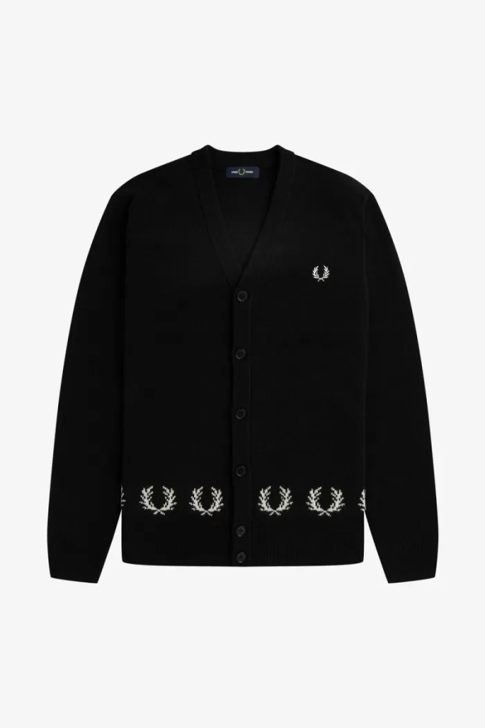 Fred Perry Laurel Wreath Trim Men’s Cardigan Black | XLTAV9643