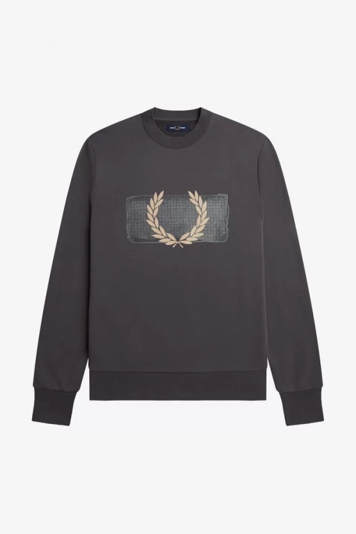 Fred Perry Layered Graphic Men’s Sweatshirts Gunmetal | LCHTO8260