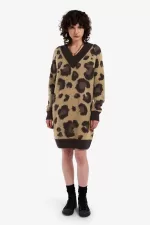 Fred Perry Leopard Knitted Women’s Dress Tonal Leopard | HZBYC5179