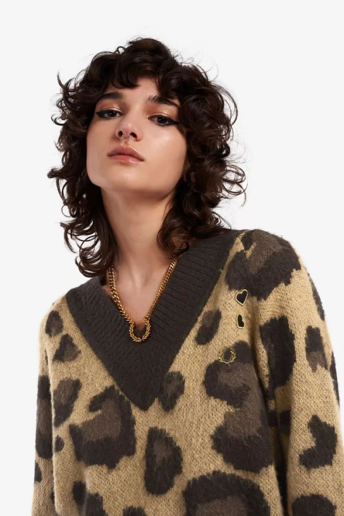 Fred Perry Leopard Knitted Women’s Dress Tonal Leopard | HZBYC5179