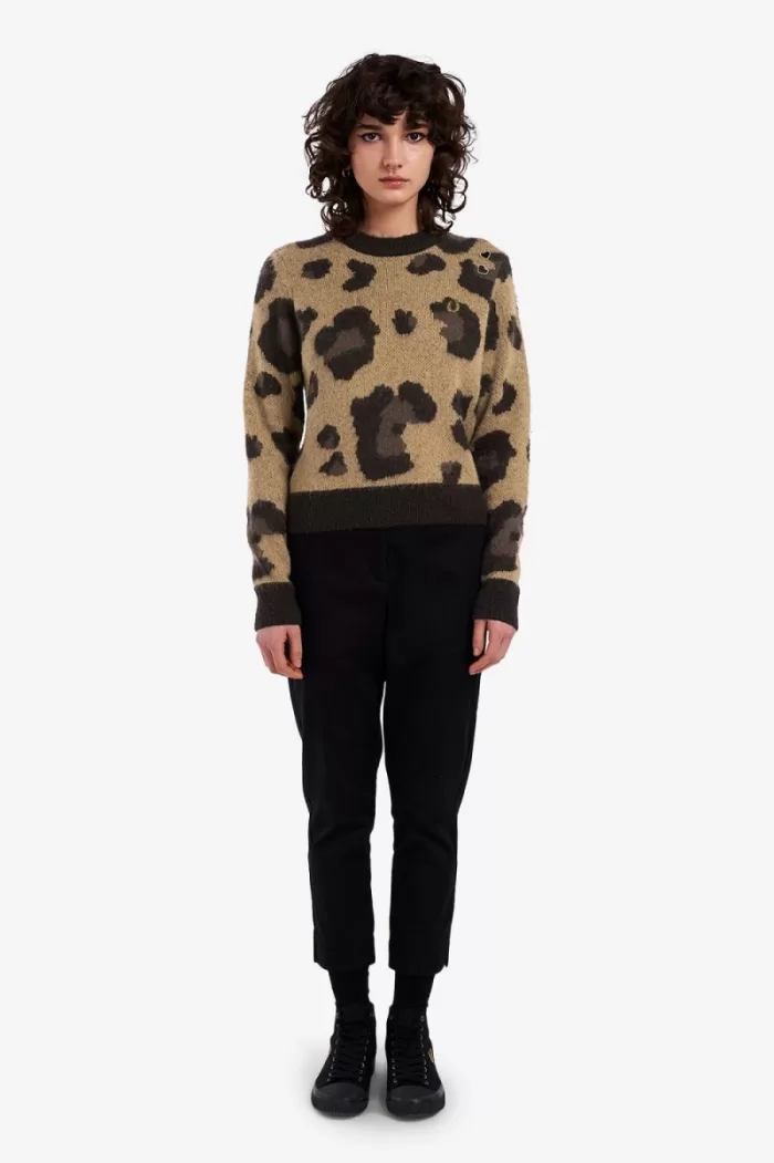 Fred Perry Leopard Women’s Jumper Tonal Leopard | DHRVI4385