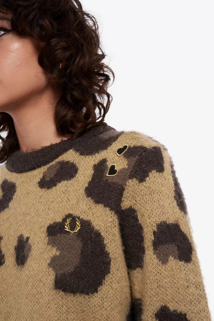 Fred Perry Leopard Women’s Jumper Tonal Leopard | DHRVI4385