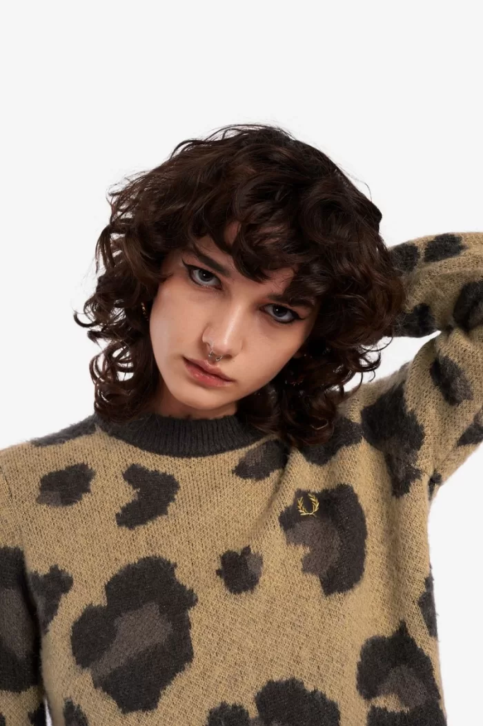 Fred Perry Leopard Women’s Jumper Tonal Leopard | DHRVI4385