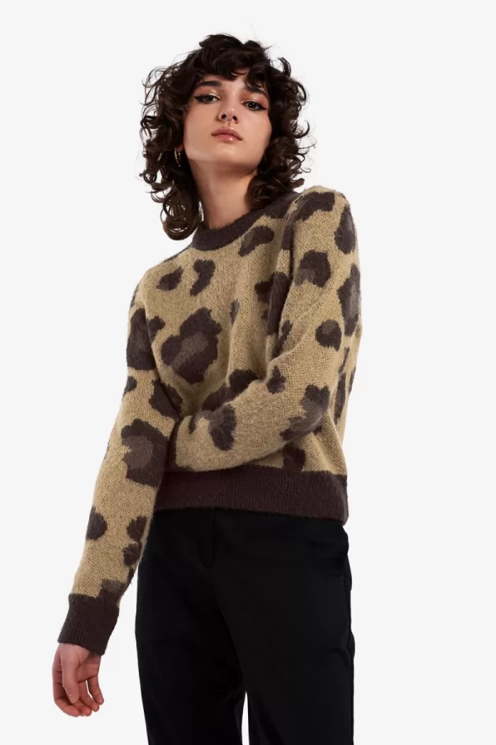 Fred Perry Leopard Women’s Jumper Tonal Leopard | DHRVI4385