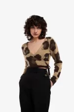 Fred Perry Leopard Wrap Women’s Cardigan Tonal Leopard | EAYKJ1648