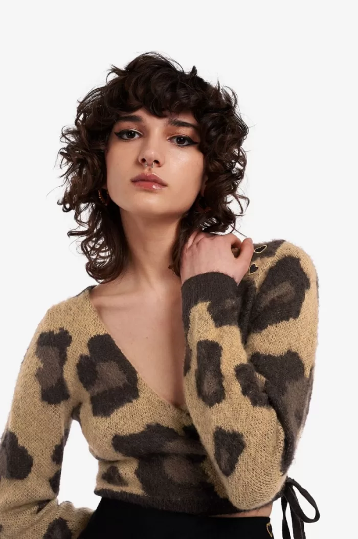 Fred Perry Leopard Wrap Women’s Cardigan Tonal Leopard | EAYKJ1648