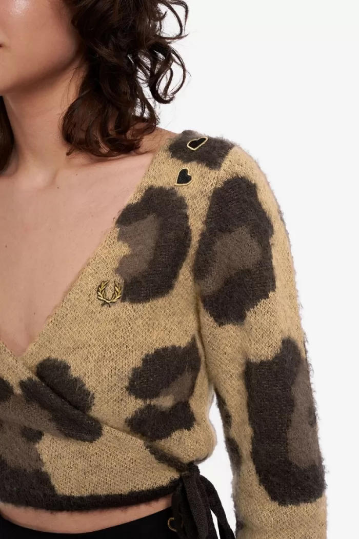 Fred Perry Leopard Wrap Women’s Cardigan Tonal Leopard | EAYKJ1648