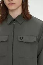 Fred Perry Lightweight Zip-Through Men’s Shirt Field Green | MDKZE5830