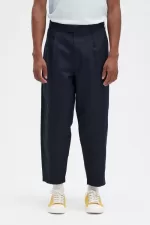 Fred Perry Linen Blend Cropped Men’s Pants Navy | BWUTG5628