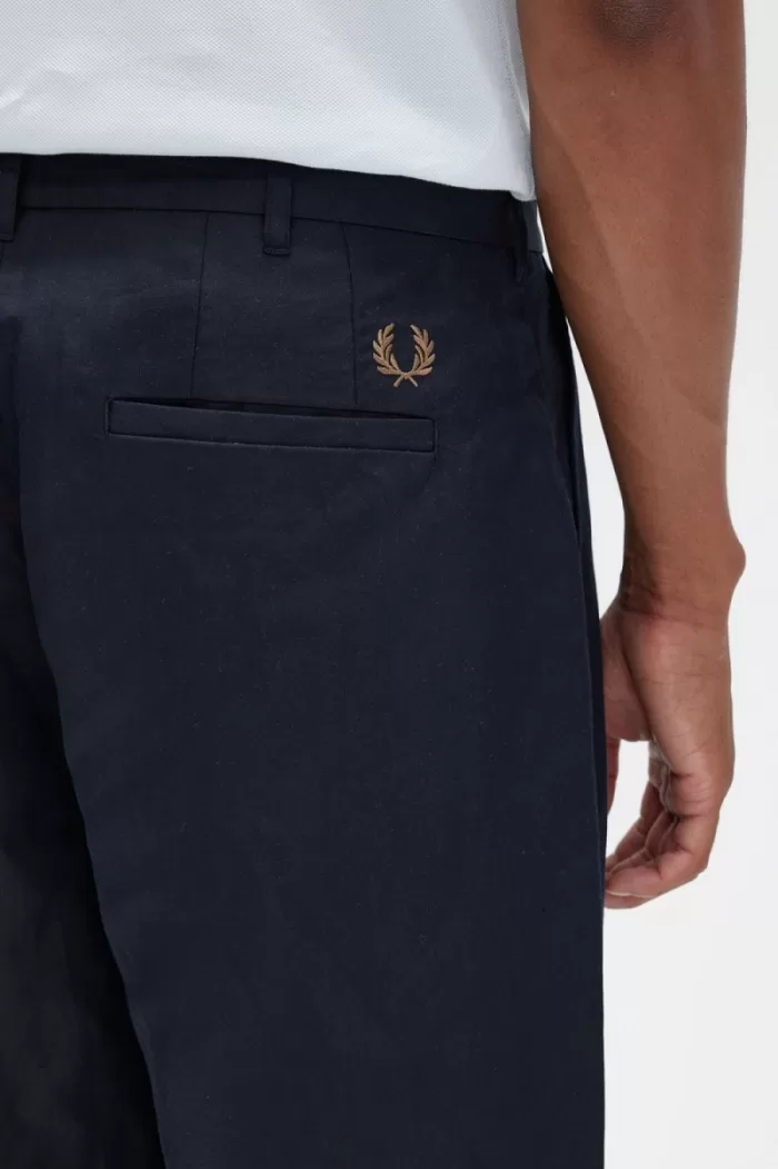 Fred Perry Linen Blend Cropped Men’s Pants Navy | BWUTG5628