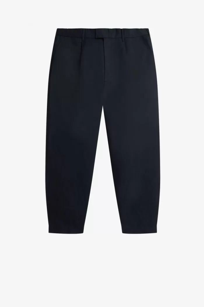 Fred Perry Linen Blend Cropped Men’s Pants Navy | BWUTG5628