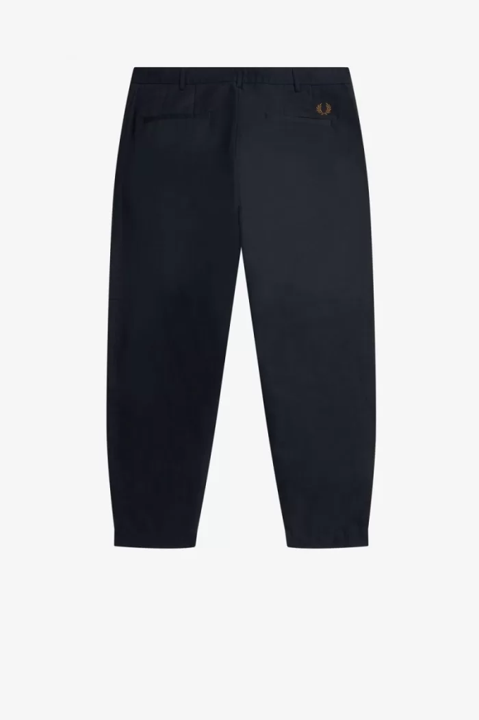 Fred Perry Linen Blend Cropped Men’s Pants Navy | BWUTG5628