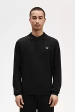 Fred Perry Long Sleeve Knitted Men’s Shirt Black | BYQNH9106