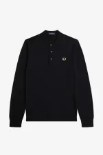 Fred Perry Long Sleeve Knitted Men’s Shirt Black | BYQNH9106