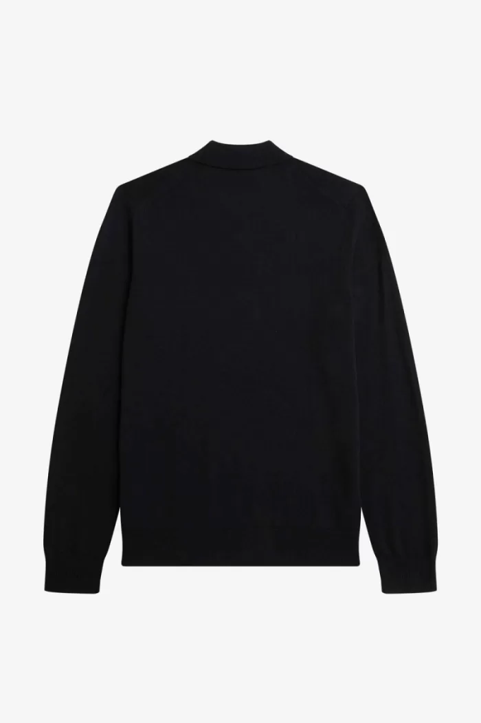 Fred Perry Long Sleeve Knitted Men’s Shirt Black | BYQNH9106