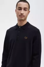 Fred Perry Long Sleeve Knitted Men’s Shirt Navy | VCFQY3284