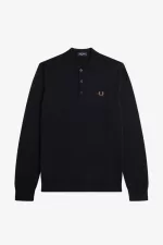 Fred Perry Long Sleeve Knitted Men’s Shirt Navy | VCFQY3284