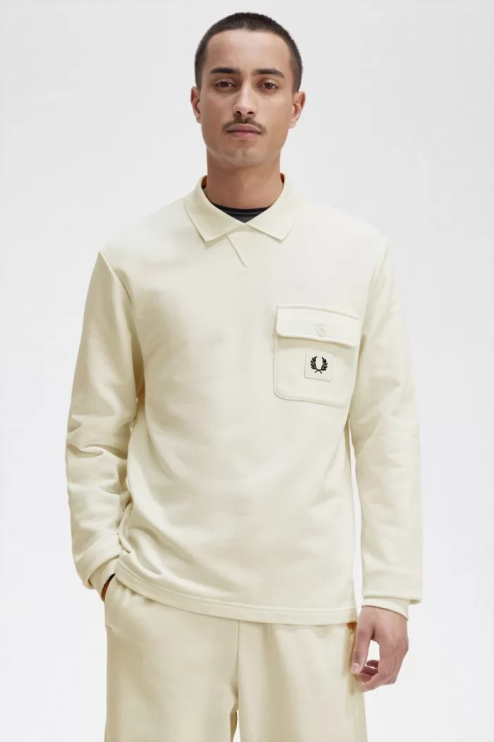 Fred Perry Long Sleeve Loopback Men’s Sweatshirts Beige | BDEOV5671