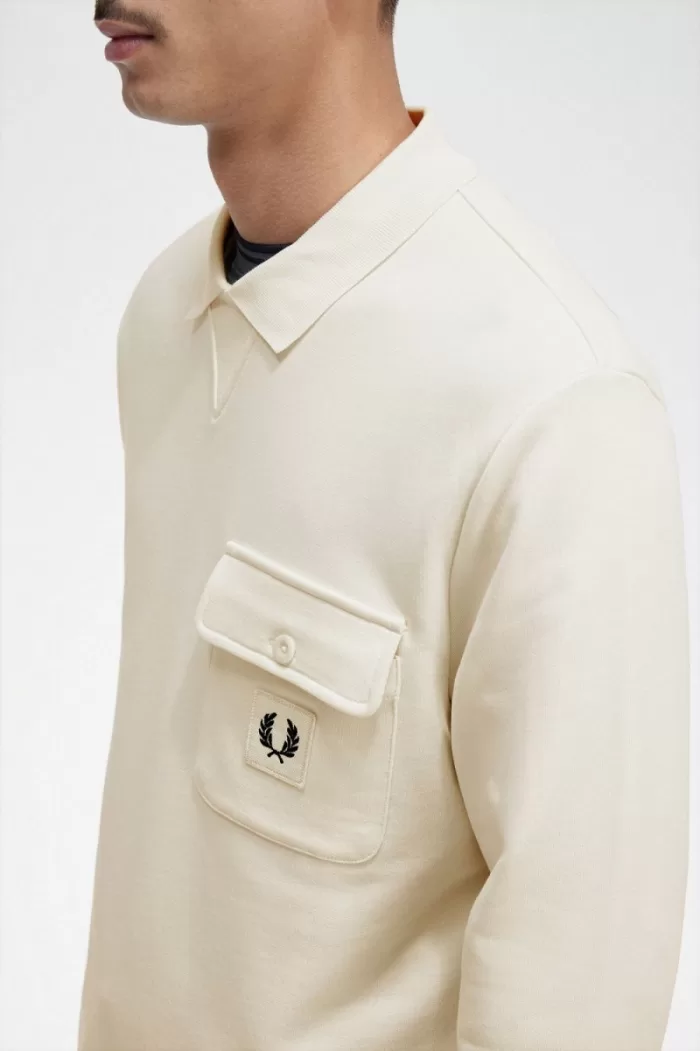 Fred Perry Long Sleeve Loopback Men’s Sweatshirts Beige | BDEOV5671