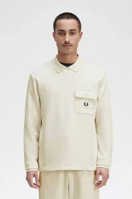 Fred Perry Long Sleeve Loopback Men’s Sweatshirts Beige | BDEOV5671