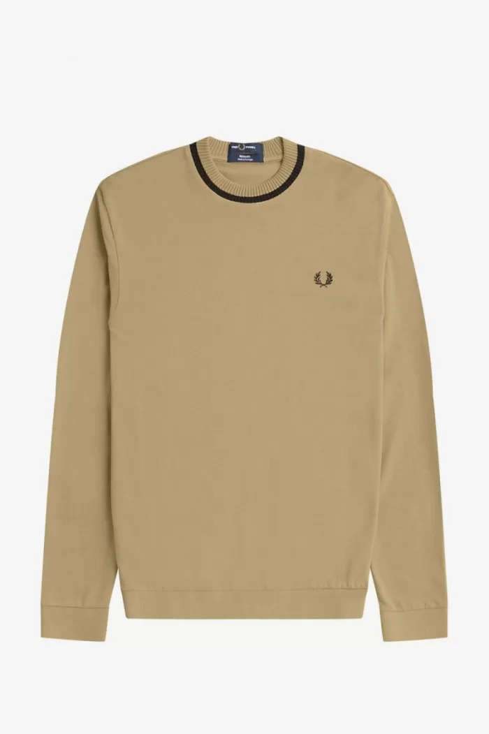 Fred Perry Long Sleeve Piqué Men’s T-Shirt Khaki | WXEDK4238