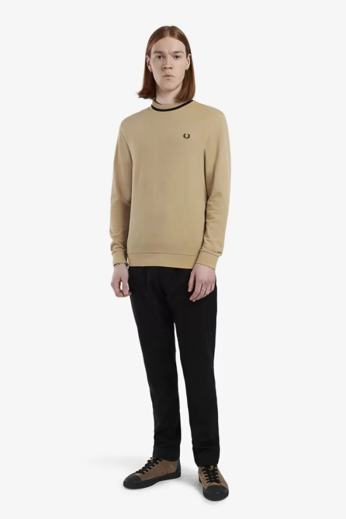 Fred Perry Long Sleeve Piqué Men’s T-Shirt Khaki | WXEDK4238