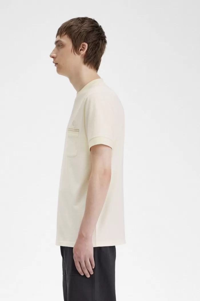 Fred Perry Loopback Jersey Pocket Men’s T-Shirt Beige | SBZQG6372