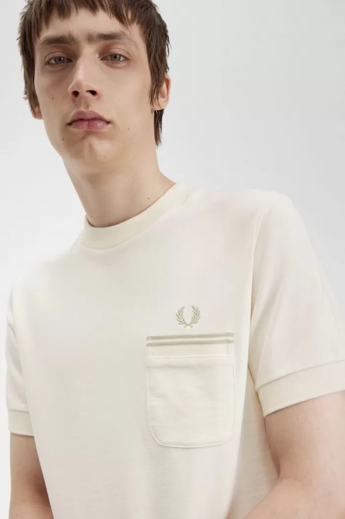 Fred Perry Loopback Jersey Pocket Men’s T-Shirt Beige | SBZQG6372