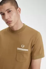 Fred Perry Loopback Jersey Pocket Men’s T-Shirt Brown | RCKJQ8293