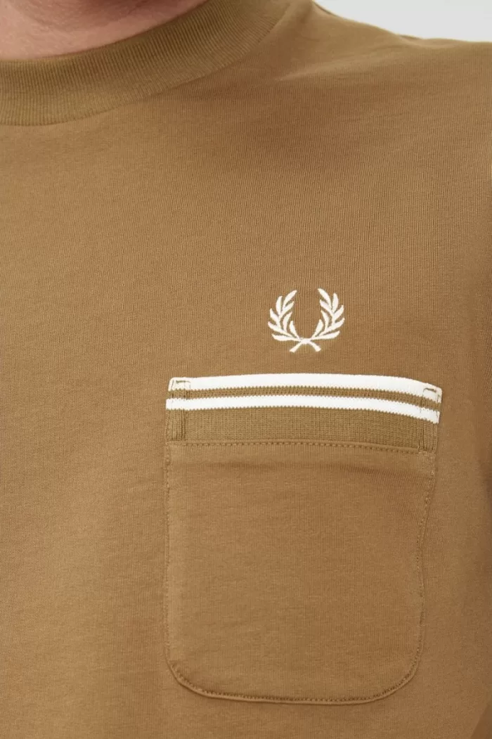 Fred Perry Loopback Jersey Pocket Men’s T-Shirt Brown | RCKJQ8293