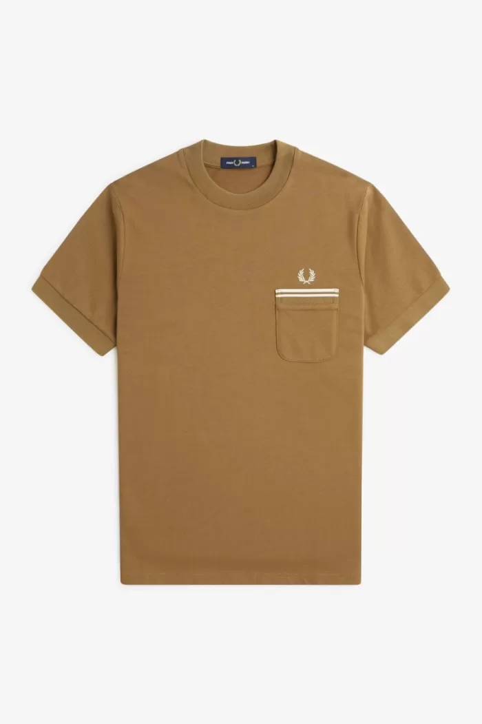 Fred Perry Loopback Jersey Pocket Men’s T-Shirt Brown | RCKJQ8293