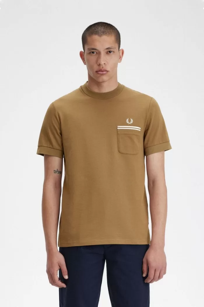 Fred Perry Loopback Jersey Pocket Men’s T-Shirt Brown | RCKJQ8293