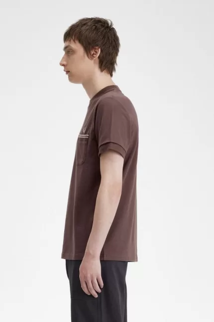 Fred Perry Loopback Jersey Pocket Men’s T-Shirt Dark Red | CEFUH6290