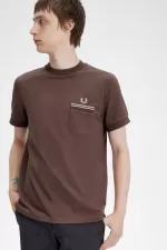 Fred Perry Loopback Jersey Pocket Men’s T-Shirt Dark Red | CEFUH6290