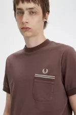 Fred Perry Loopback Jersey Pocket Men’s T-Shirt Dark Red | CEFUH6290