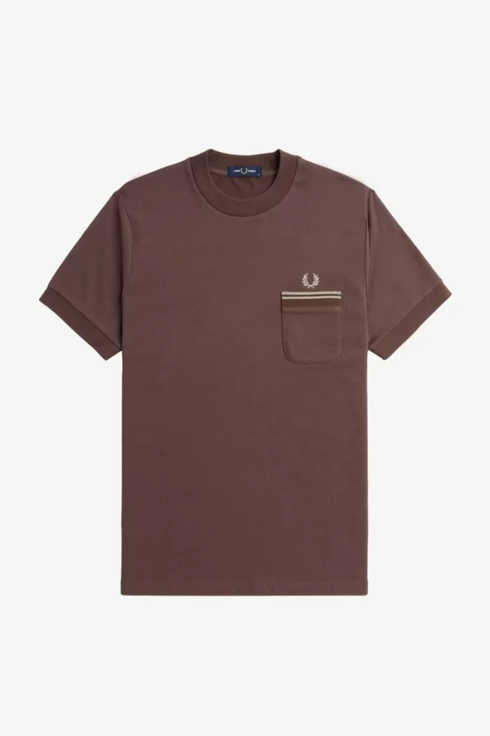 Fred Perry Loopback Jersey Pocket Men’s T-Shirt Dark Red | CEFUH6290