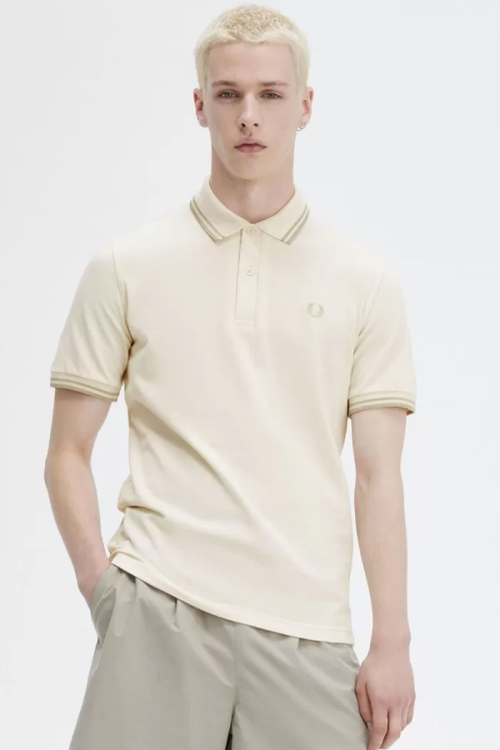 Fred Perry M12 Men’s Shirt Beige Oatmeal Oatmeal | TGUOK2197