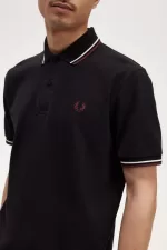 Fred Perry M12 Men’s Shirt Black Beige Oxblood | UFDBN4275