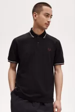 Fred Perry M12 Men’s Shirt Black Beige Oxblood | UFDBN4275